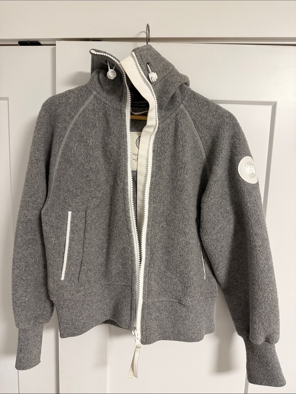 Canada Goose Gray Full-Zip Bomber Jacket with White Trim